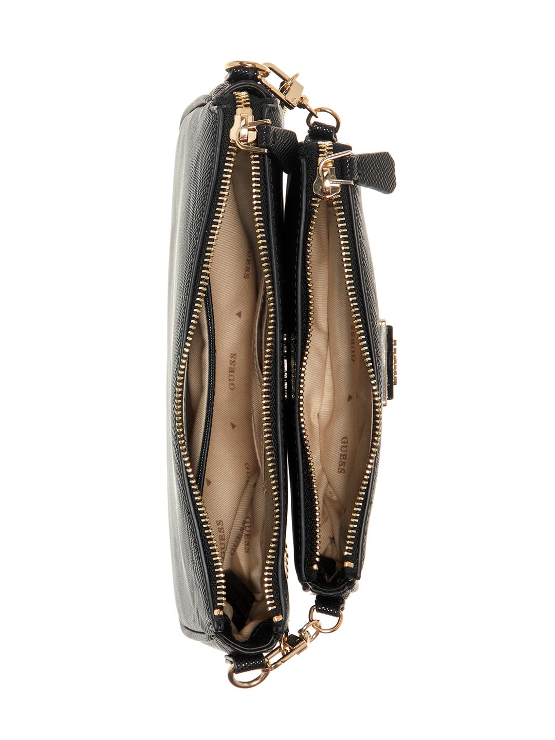 GUESS Noelle Double Pouch Crossbody, Bag Women, Negro, One Size