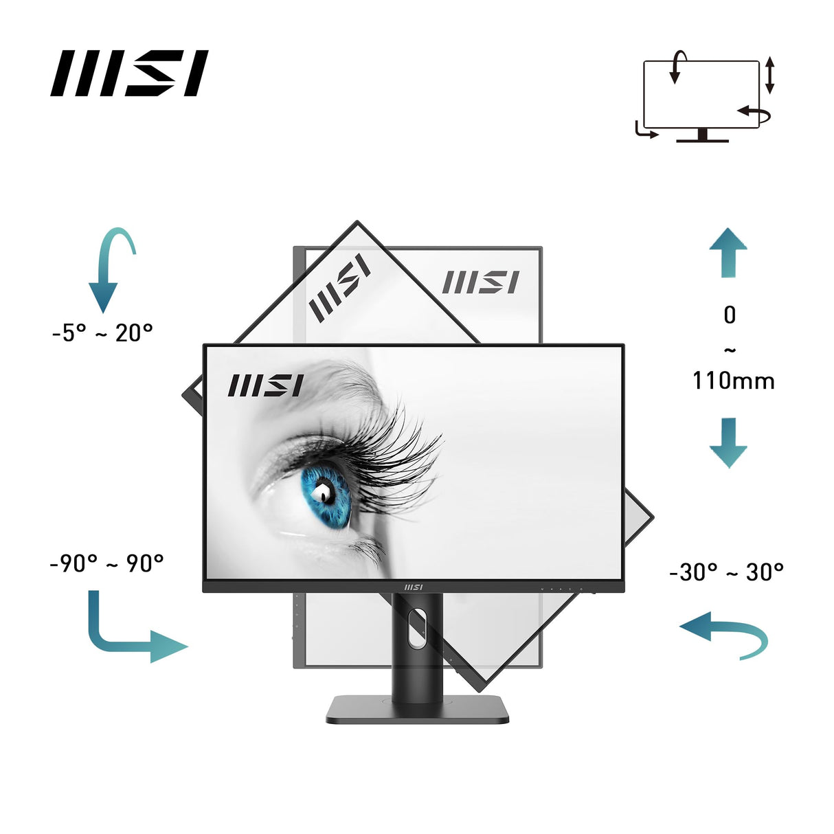 MSI Pro MP243XP Monitor de Oficina Full HD de 23,8'', Panel IPS 1920 x 1080, 100 Hz, Pantalla Agradable a la Vista, Montaje VESA, Altavoces Integrados, Soporte Kit de Pantalla, HDMI 1.4, DP 1.2a