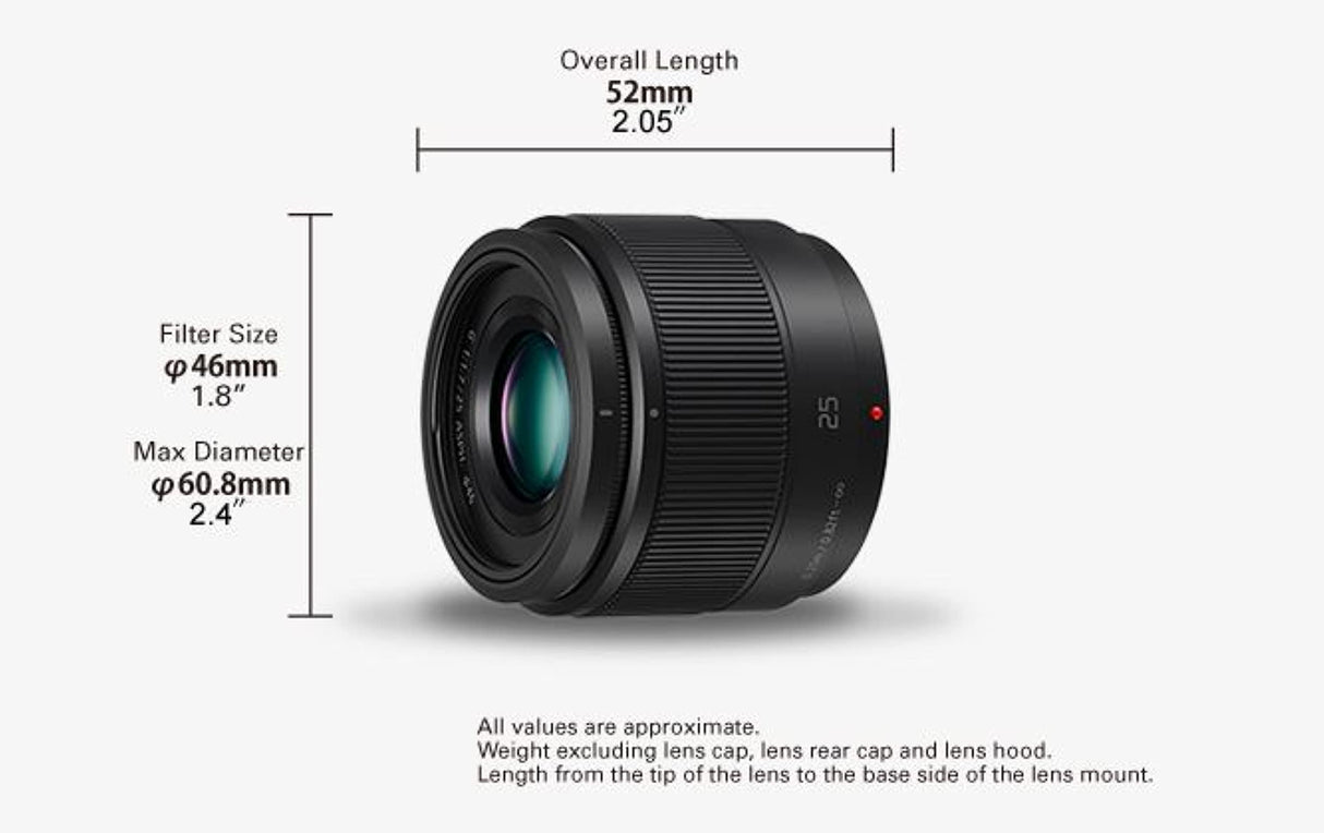Panasonic Lente Lumix 25 mm F1.7 | H-H025E-K Prime, negro - Compatible con montura Micro 4/3 Panasonic y Olympus