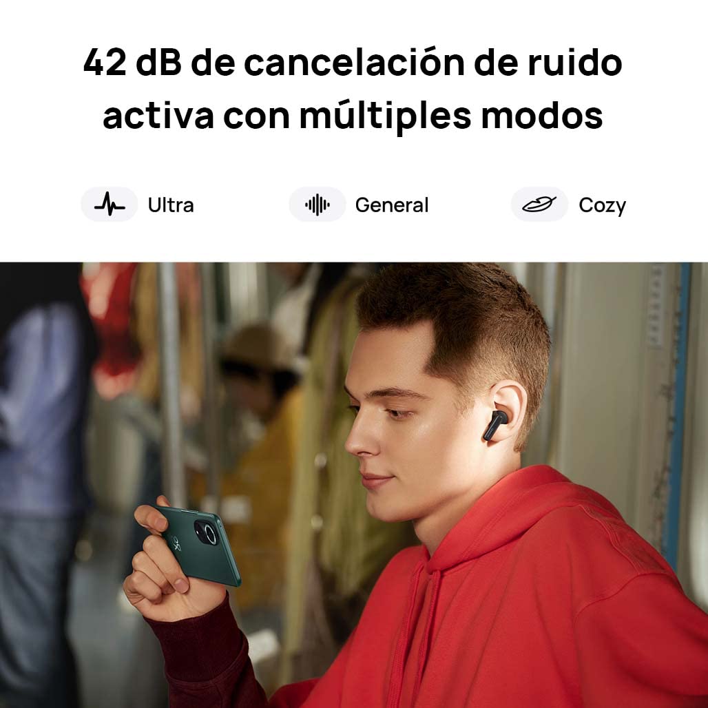 HUAWEI FreeBuds 5I Auriculares Inalámbricos, iOS y Android y Windows, Bluetooth 5.2, Control Deslizar, Hi-Res Audio, 3 Modos ANC, 28 Horas de Batería, IP54, Doble Conexión, Negro