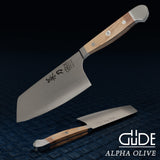 Güde Solingen-Chai Dao, Cuchillo de Cocina Forjado, 16 cm, Madera, Alpha-Olive-Doble virola, Hecho a Mano en Alemania, Chrome Steel