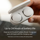 DENON PerL Pro True Wireless Earbuds, Perfil de Sonido Personalizado, Auriculares con cancelación de Ruido, Auriculares Resistentes al Agua, con micrófonos Integrados - Blanco