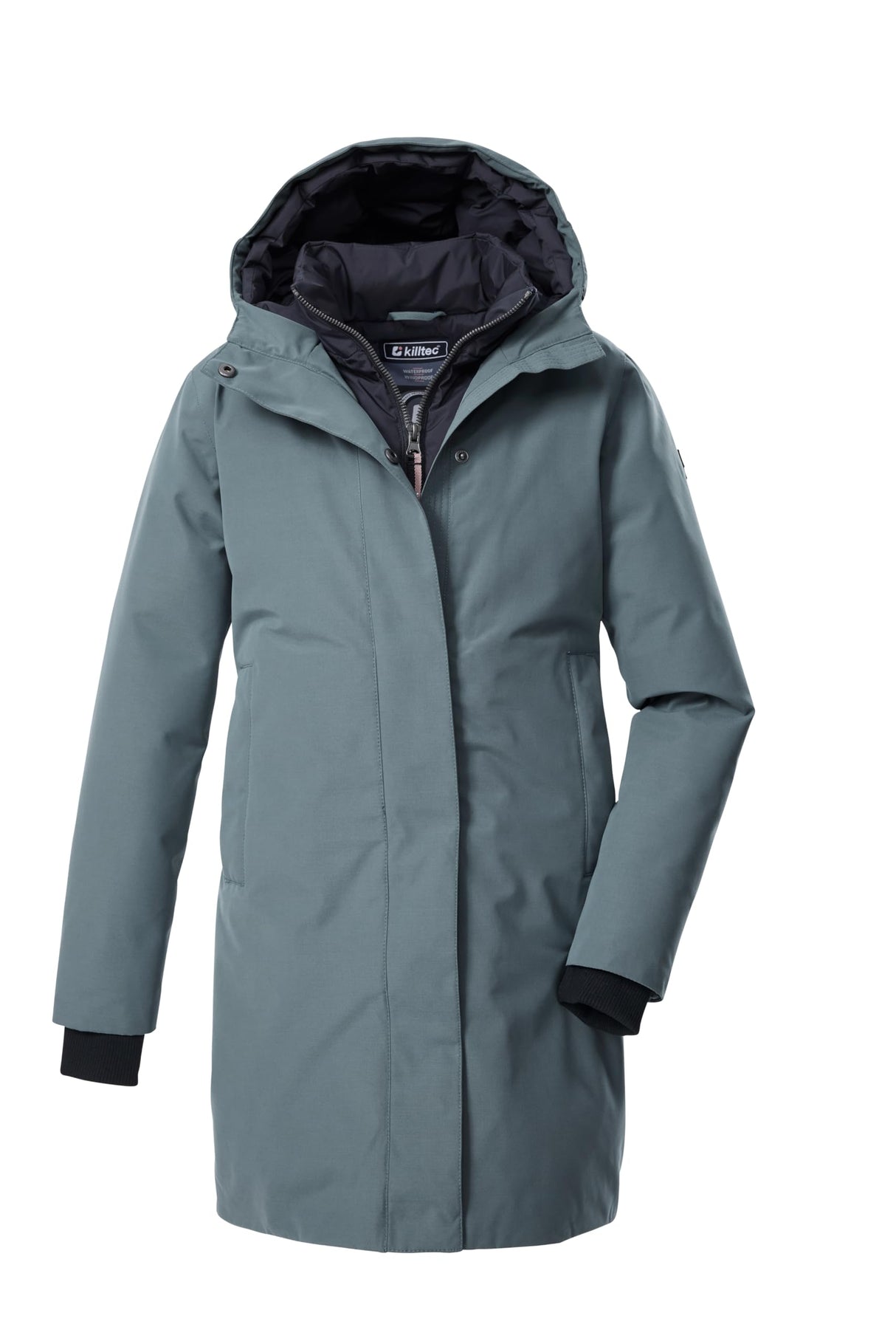 killtec Niñas Parka funcional/parka con capucha en look 2 en 1 KOW 236 GRLS PRK, rauchblau, 176, 43593-000