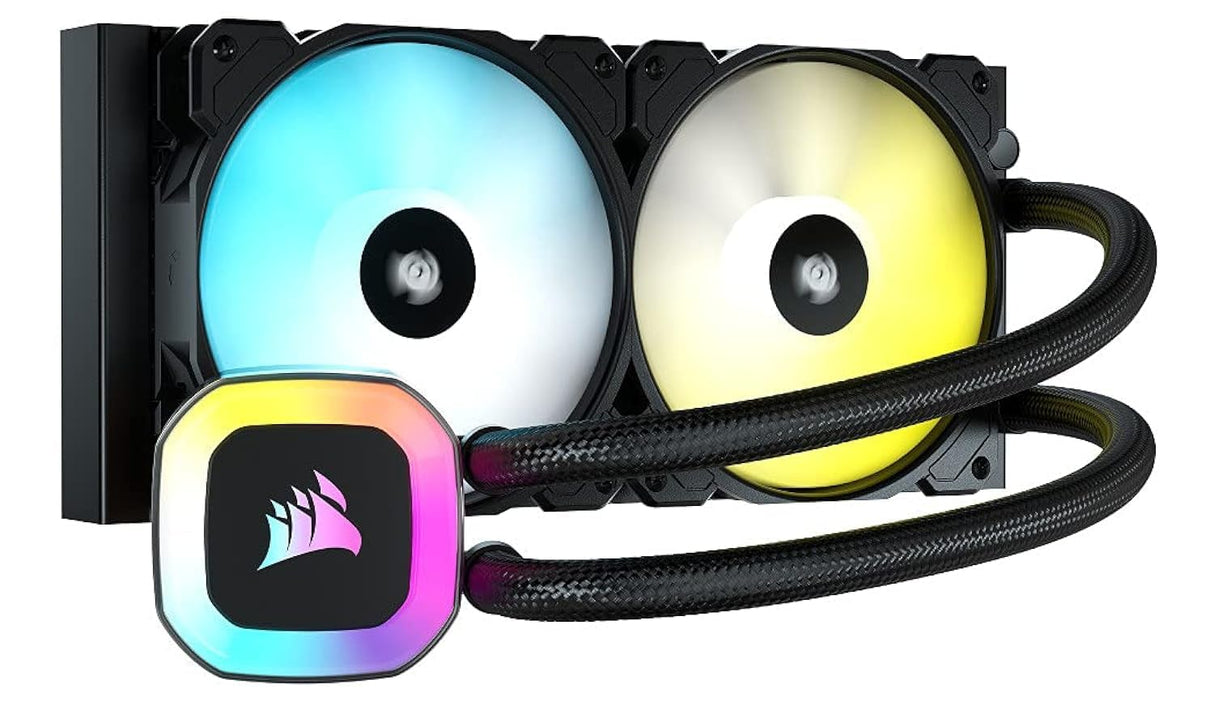 CORSAIR Enfriador líquido RGB H100 para CPU, AIO de 240 mm, ventilador SP120 RGB Elite, compatible con Intel LGA 1200/115X/2066 y AMD AM4, adaptador de placa base ARGB incluido, negro