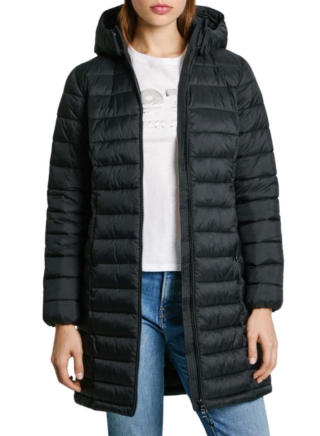 Pepe Jeans Ammy Long Chaqueta, Negro (Negro), XS para Mujer