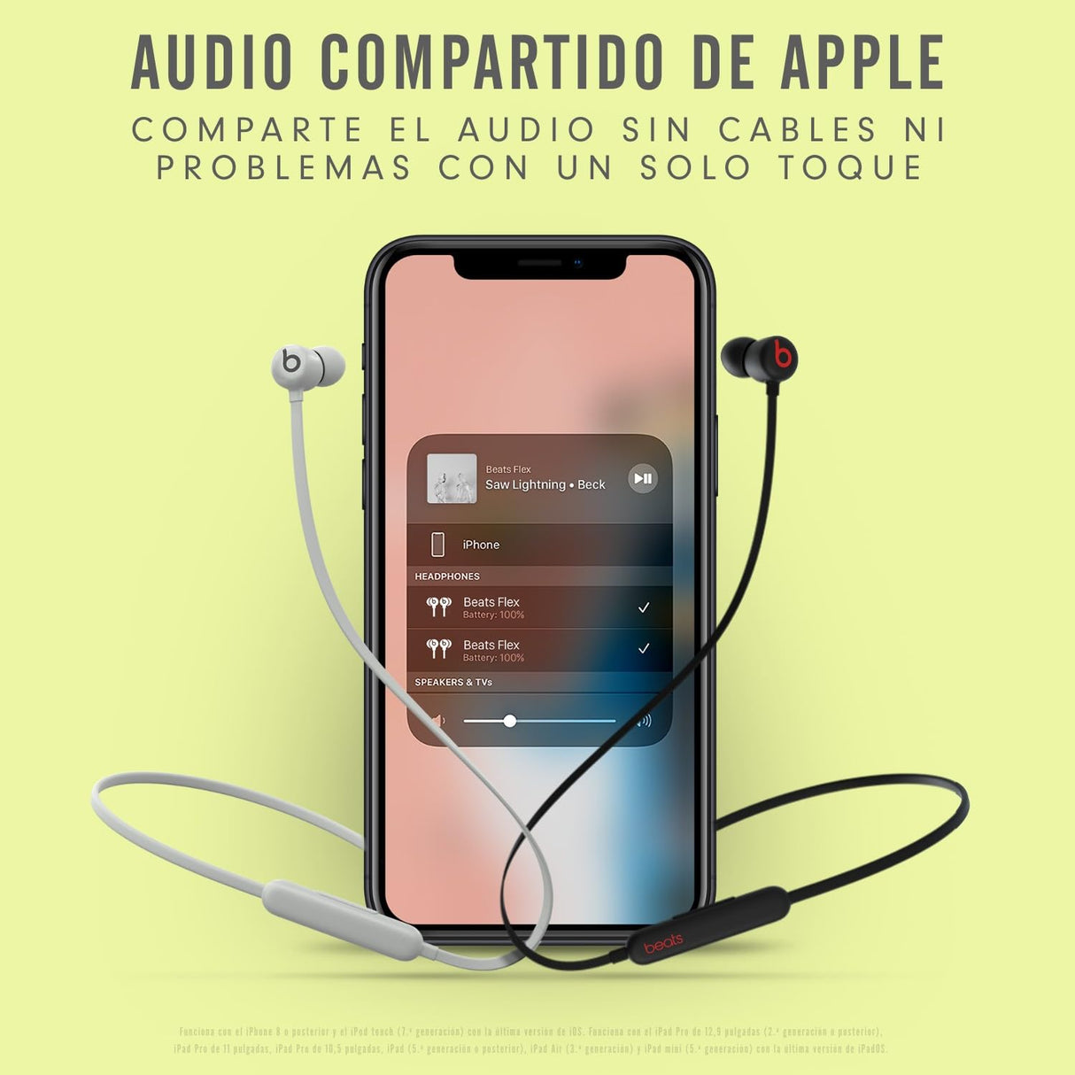 Beats Auriculares inalámbricos Flex – Chip Apple W1, Auriculares magnéticos, Bluetooth de Clase 1, 12 Horas de Sonido ininterrumpido - Azul