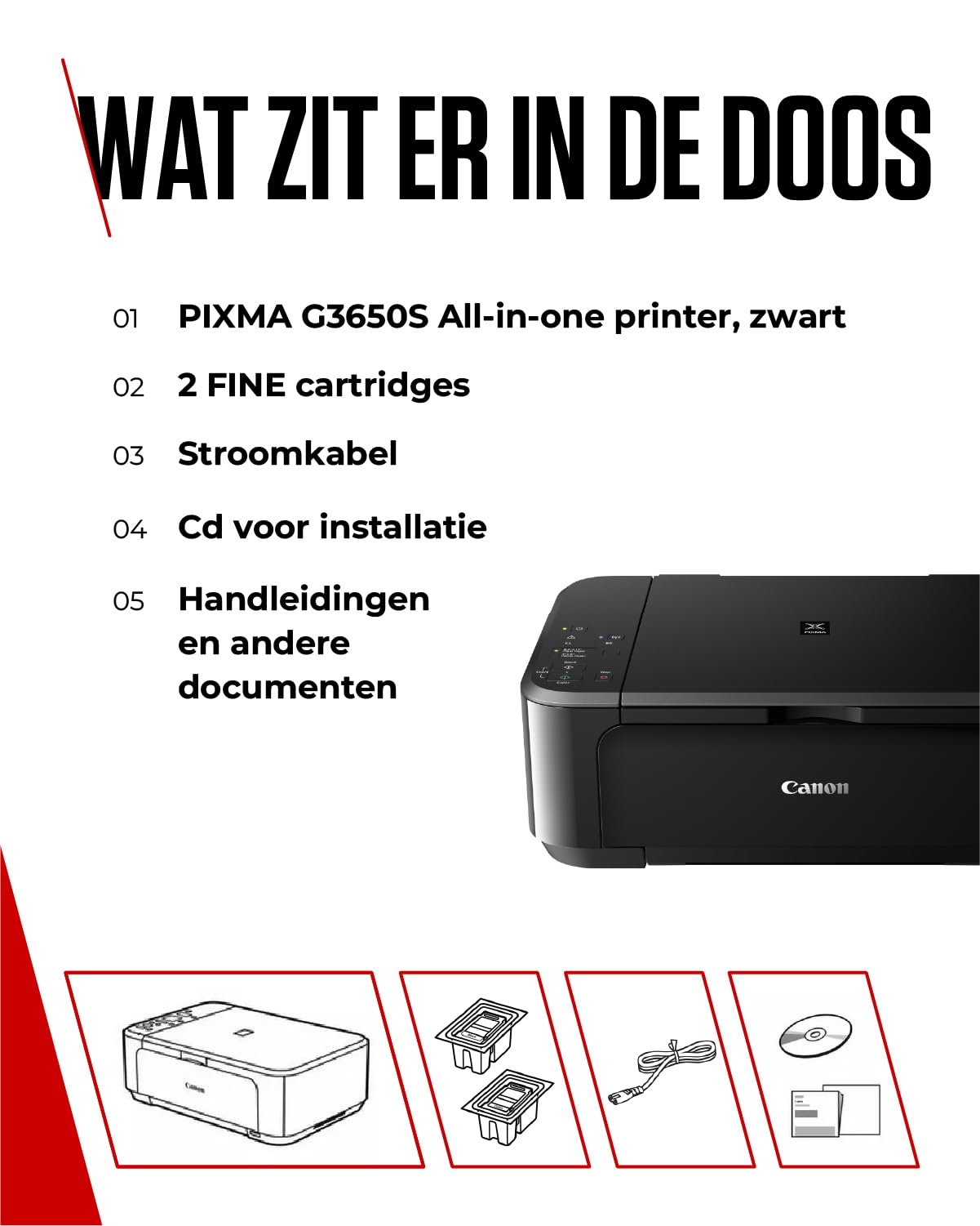 Canon Pixma MG3650S Impresora Multifunción 3 en 1, Sistema de Inyección de Tinta, Impresión, Escaneo y Copia, WiFi, Impresión a Doble Cara, Cartuchos Fine, Alimentación de Papel Frontal, Negro