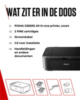 Canon Pixma MG3650S Impresora Multifunción 3 en 1, Sistema de Inyección de Tinta, Impresión, Escaneo y Copia, WiFi, Impresión a Doble Cara, Cartuchos Fine, Alimentación de Papel Frontal, Negro