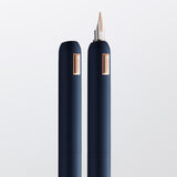 LAMY Dialog cc 081 – Pluma estilográfica noble en acabado de pintura azul mate con mecanismo de giro y totalmente retráctil parcialmente platino de 14 quilates, pluma de oro rosa, grosor de la pluma F
