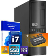 GMR Ultra Slim i7 Office PC, Computadora de Oficina de Negocios, garantía de 3 años, 32 GB RAM, 4000 GB SSD, DVD±RW, USB 3, Windows 11 Prof, WiFi Bluetooth