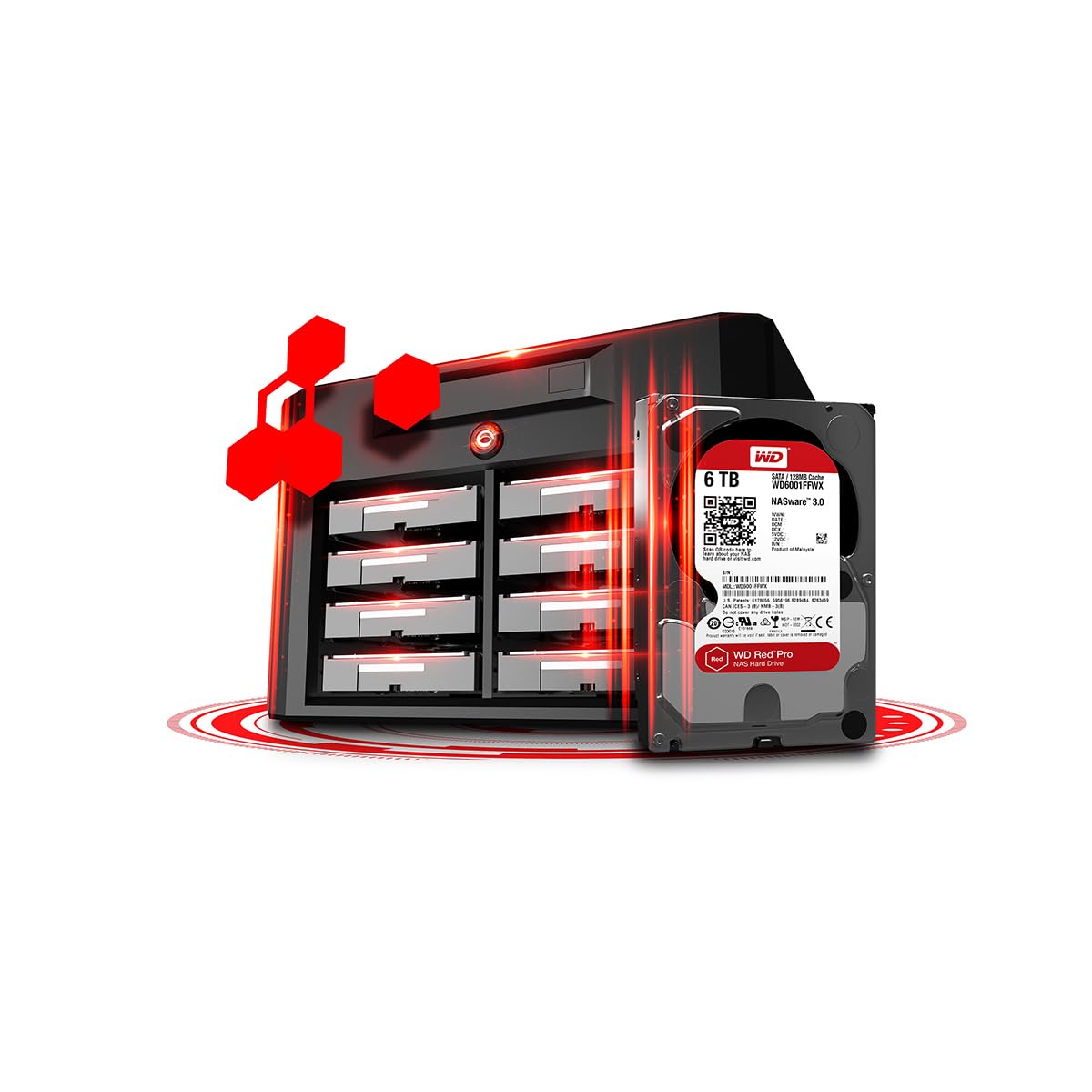 WD Red Pro 26TB NAS Disco Duro Interno 3,5" – 7200 RPM Clase, SATA 6Gb/s, CMR, 512MB Caché