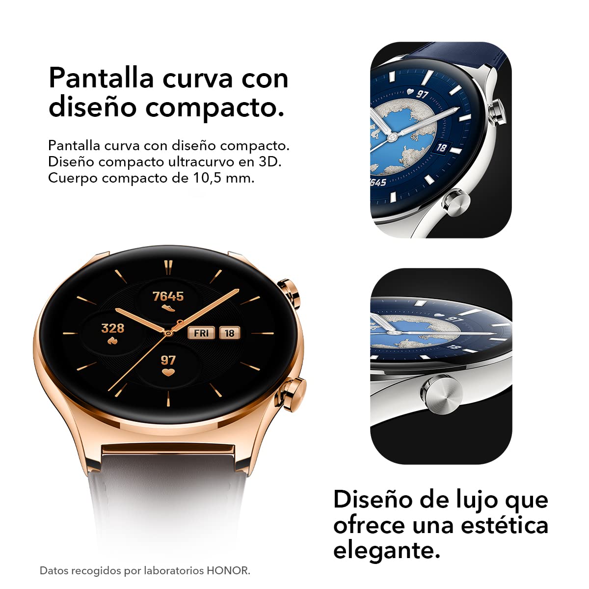 HONOR Watch GS3 Reloj Inteligente, Pantalla Táctil AMOLED 1,43", Reloj de Actividad Física con Monitorización de la Frecuencia Cardiaca, Sueño y Oxígeno, Versión Cuero Azul
