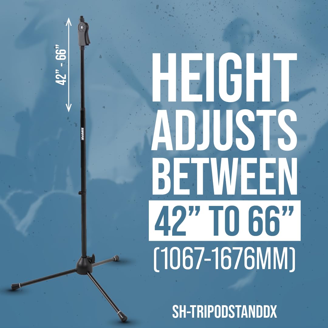 Shure by Gator Stage & Studio Series; Pie de trípode de lujo Shure con empuñadura para una mano; (SH-TRIPODSTANDDX)