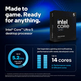 Intel® Core™ Ultra 5 procesador para Equipos de sobremesa 245K 14 núcleos (6 P-Cores + 8 E-Cores) hasta 5,2 GHz