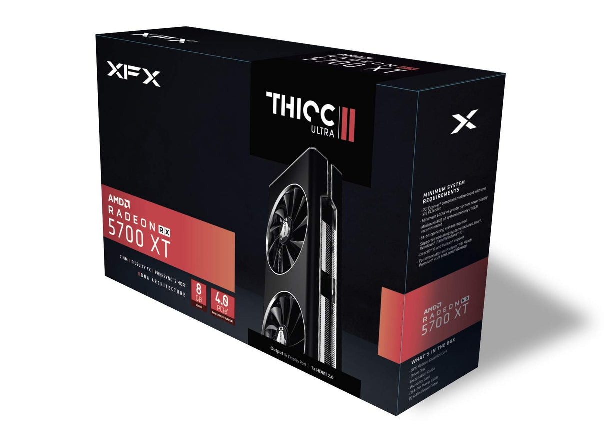 XFX RX-57XT8DBD6 XT Thicc II Ultra - Tarjeta gráfica de 8GB, GDDR6, 1980MHz 3xDP HDMI, PCI
