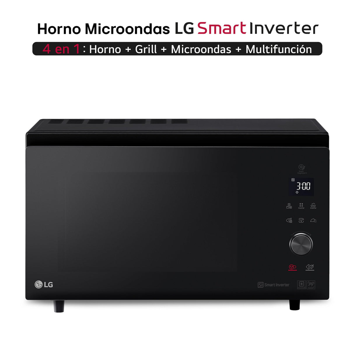 LG MJ3965BPS - Horno Microondas, 4 en 1, con Display Digital, de 39 Litros y 1100 W, Función Smart Inverter y EasyClean, Cocina Más Rápido, Mantiene Sabor, Color Negro