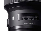 Sigma F1.8 DG HSM Art - Objetivo Ultra Angular con luminosidad de 14 mm, Color Negro