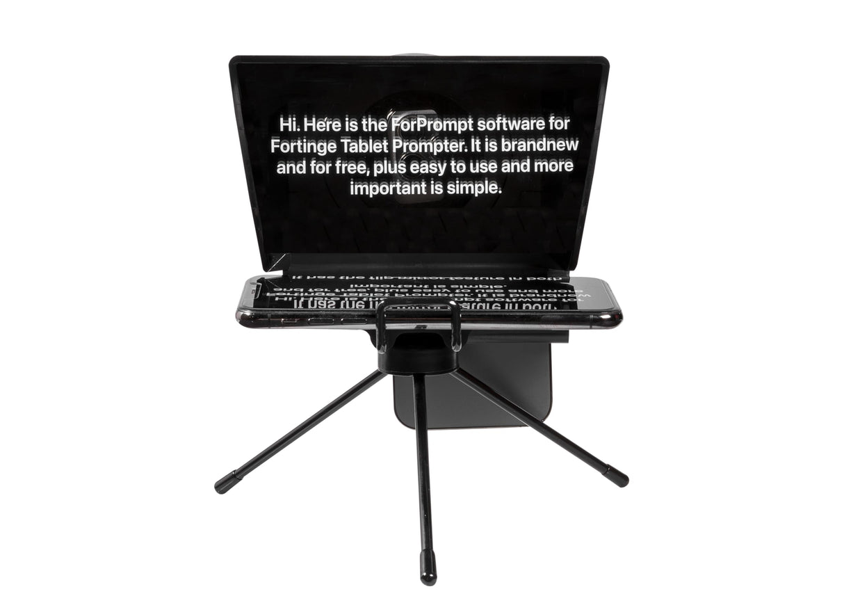 Fortinge MIA-X - Teleprompter móvil para Smartphones de hasta 5,8 Pulgadas, Compatible con portátiles y PC, Incluye Mando a Distancia Bluetooth y Software ForPrompt