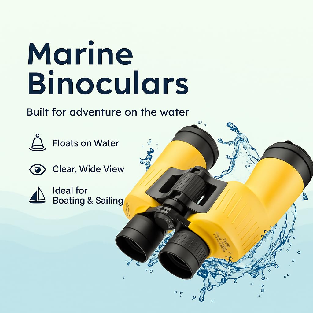 Barska Floatmaster 7x50 Waterproof Marine Binoculars Prismáticos flotantes WP 7 x 50, Unisex Adulto, Amarillo, 7x50mm