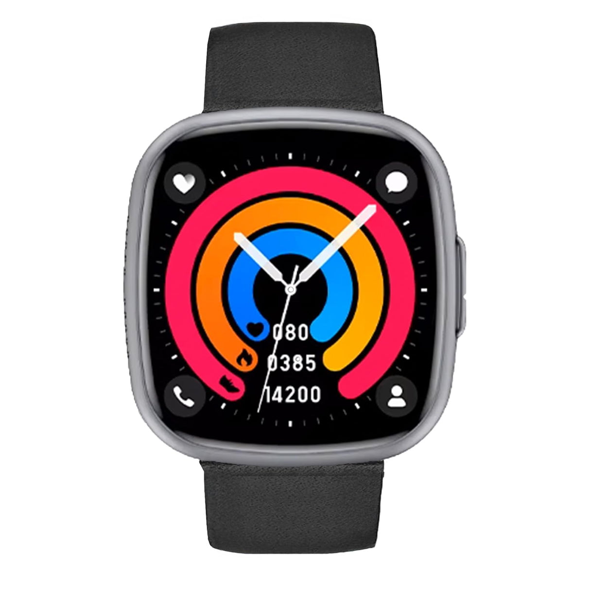Knauermann Neo 2 (2025) - Negro Rectangular - Reloj de Salud Smartwatch - ECG - Función HRV - Bluetooth BT - Apnea del Sueño - Presión Arterial - Correa de Cuero de Vaca Negro, Höhe: 42mm; Breite: