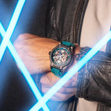 Lotus Reloj Hombre 18946/2 Vortex con Fase Lunar Caja de Acero Inoxidable 316l Negro Correa de Caucho Azul