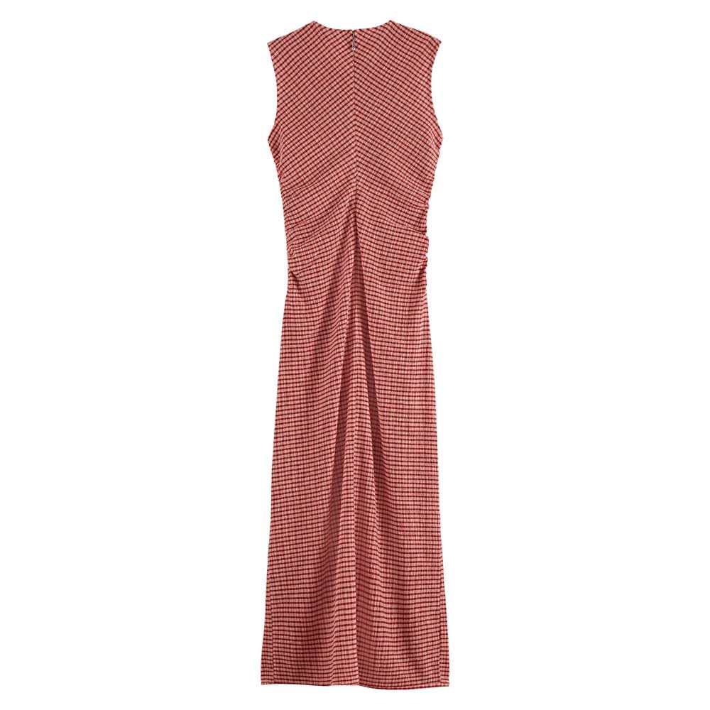 Scotch & Soda Structured Gingham Midi Dress Vestido Informal, Roadside Red/Cotton Candy, M Mujeres