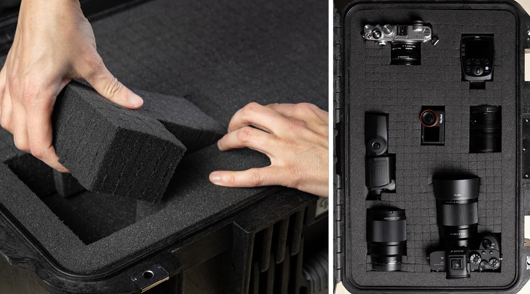 Rollei Hard Case 5737 Trolley - Maleta Extremadamente Robusta, irrompible e Impermeable con Equipamiento de Espuma Flexible, Transporte cómodo, regulación automática de la presión y protección