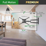 Barkan Soporte TV de Pared 102cm de Largo Inclinable y Giratorio, Articulado para Pantallas de 13-86 Pulgadas, Peso máximo 60Kg, Ultra Extensible, para LED OLED LCD, hasta VESA 600x400