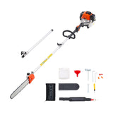 VEVOR Motosierra de Pértiga a Gasolina, Motosierra Inalámbrica de 52 cc y 2 Tiempos con Barra de Corte de 35,6 cm, Tanque de Combustible de 850 ml y Extensible de 2,2-2,94 m para Podar Árboles