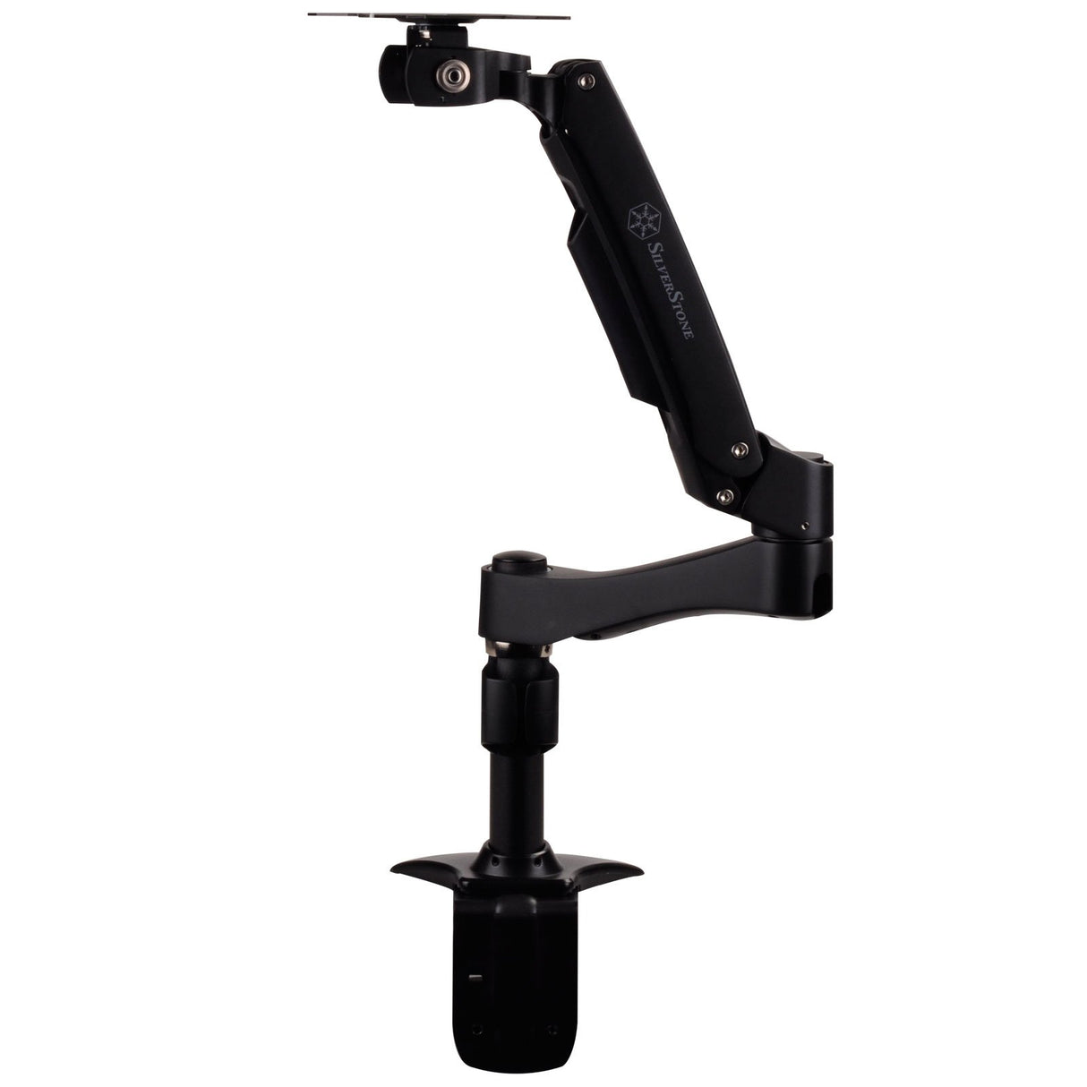 SilverStone SST-ARM11BC - Bracket para montaje de un brazo para monitor LCD LED, Ajustable, con rotación de 360º, brazo basculante arriba/abajo 90º,izquierda/derecha 90º & 180º Max VESA100x100,negro