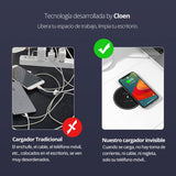 Cargador inalámbrico Rápido Invisible, tecnología Qi, Compatible con iPhone, Samsung Galaxy, Pixel, Xiaomi, Huawei, OPPO, Sony, LG, Nokia, TCL, Integrado bajo Mesa, hasta 33 mm de Distancia, Cloen