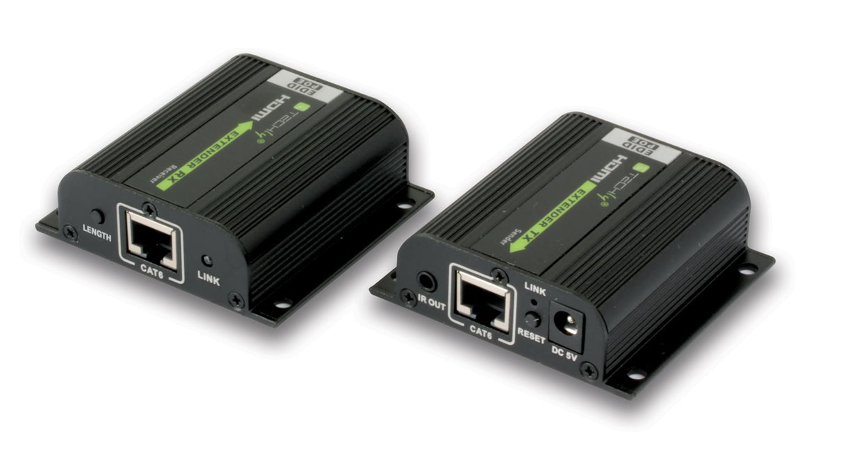 TECHLY 100709 Amplificador Extensor HDMI Full HD 3D Poe a Cable Cat.6/6A/7 40m con EDID e IR Negro