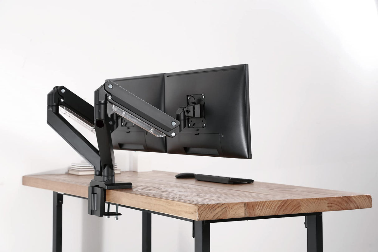 DIGITUS Soporte de mesa para monitor doble con muelle neumático 2x 35", 2x 15 kg máx. negro
