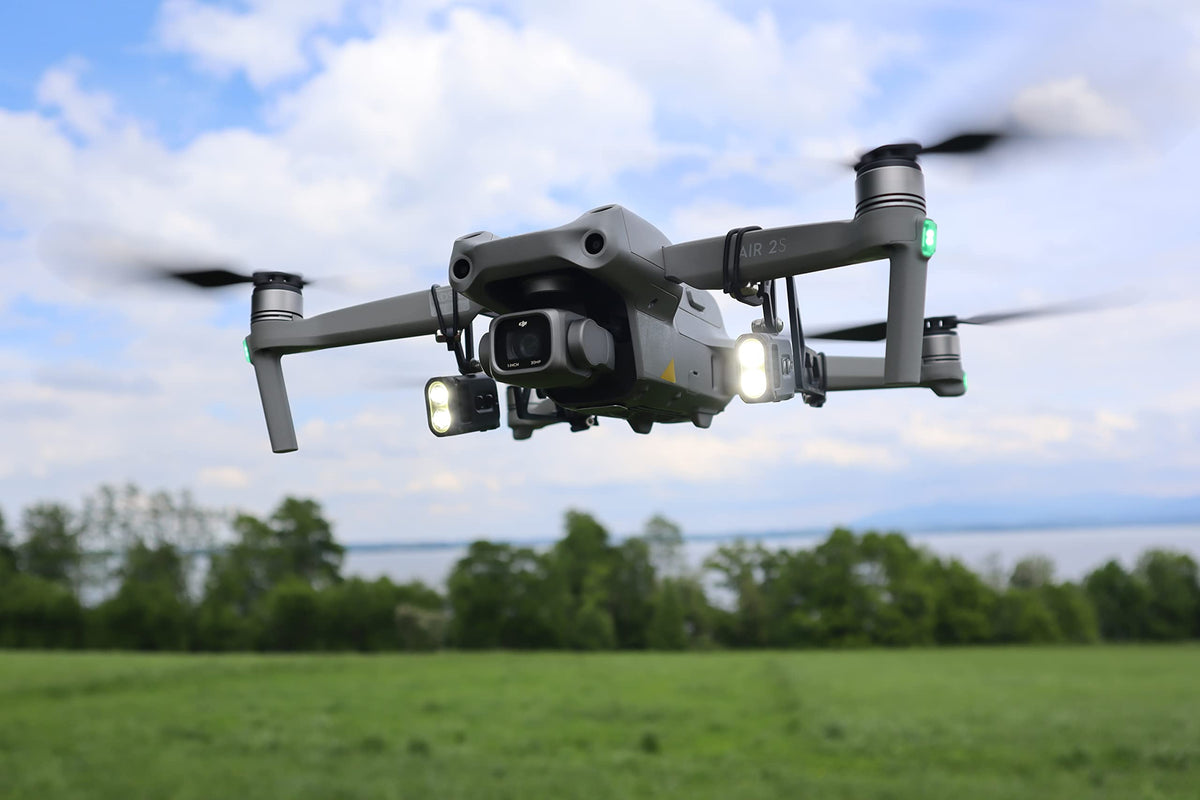Roboterwerk M.O.N.A Mavic Air 2 Dual: Nightflight LED Light Kit, accesorios para DJI Mavic Air 2, linterna dron, hasta 760 lúmenes, lámparas inclinables