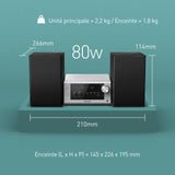 Panasonic SC-PM702EG-S Neat - Sistema estéreo Compacto de Alta fidelidad con CD, Radio Dab+/FM, USB y Bluetooth, Altavoces 80 W, Control de Graves, Plateado.