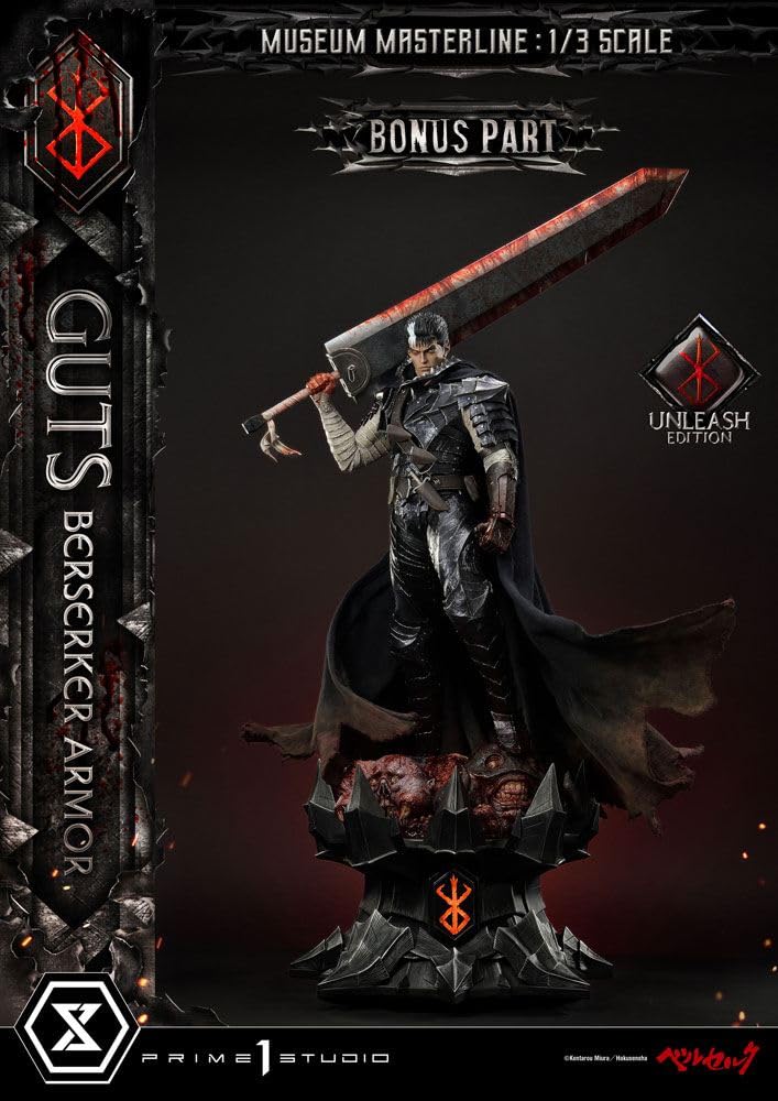 Prime 1 Studio Berserk - Figura Decorativa (1/3 Guts Berserker Armor Unleash Deluxe Bonus, versión 121 cm)