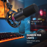 FIFINE Gaming Microfono para PC USB, RGB Micrófono de Dinámicos per Ordenador PS4 PS5, con Botón de Silencio & Conector para Auriculares de 3,5mm, para Podcasting Youtube
