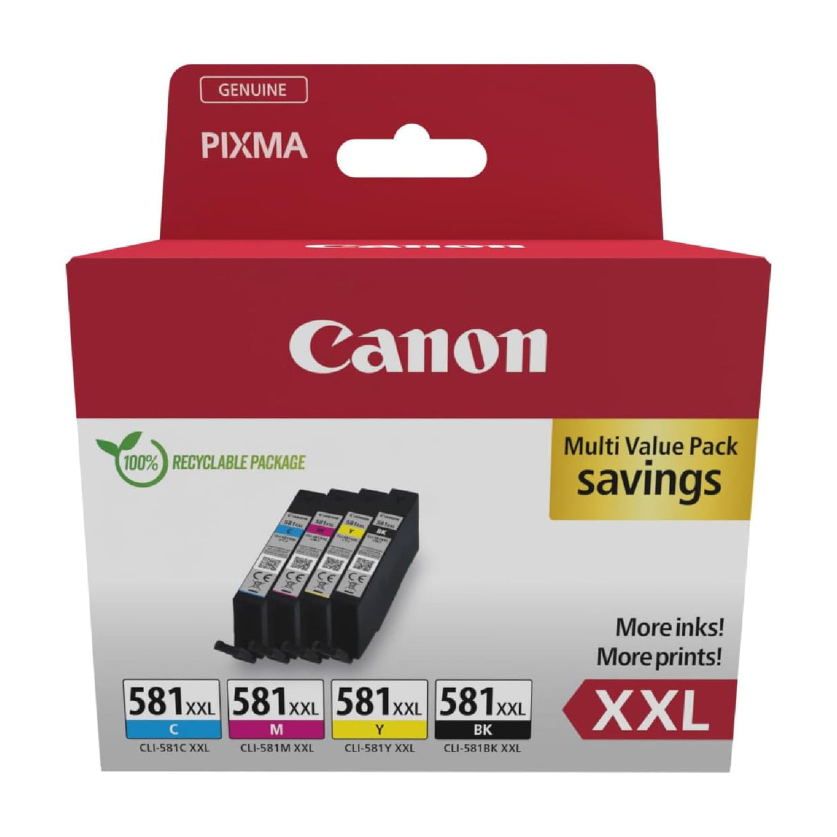Cartouches d'encre CANON CLI-581XXL Noir/Cyan/Magenta/Jaune - Multipack 4 couleurs