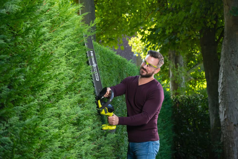 Ryobi One+ Kit 2 en 1: Recortabordes/Delineador 25/30 cm OLT1832 + Cortasetos 55 cm RY18HT55A | Incluye batería 18V 2.0Ah Lithium+ y Cargador 1.7A | Sistema 18V One+ Compatible