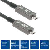 ACT Cable óptico activo USB C (AOC) de 10 m, cable de video USB C USB 3.2 Gen2, 10 Gbps de alta velocidad, cable activo de fibra óptica USB C, para videoconferencia, Smartboard - AK4310