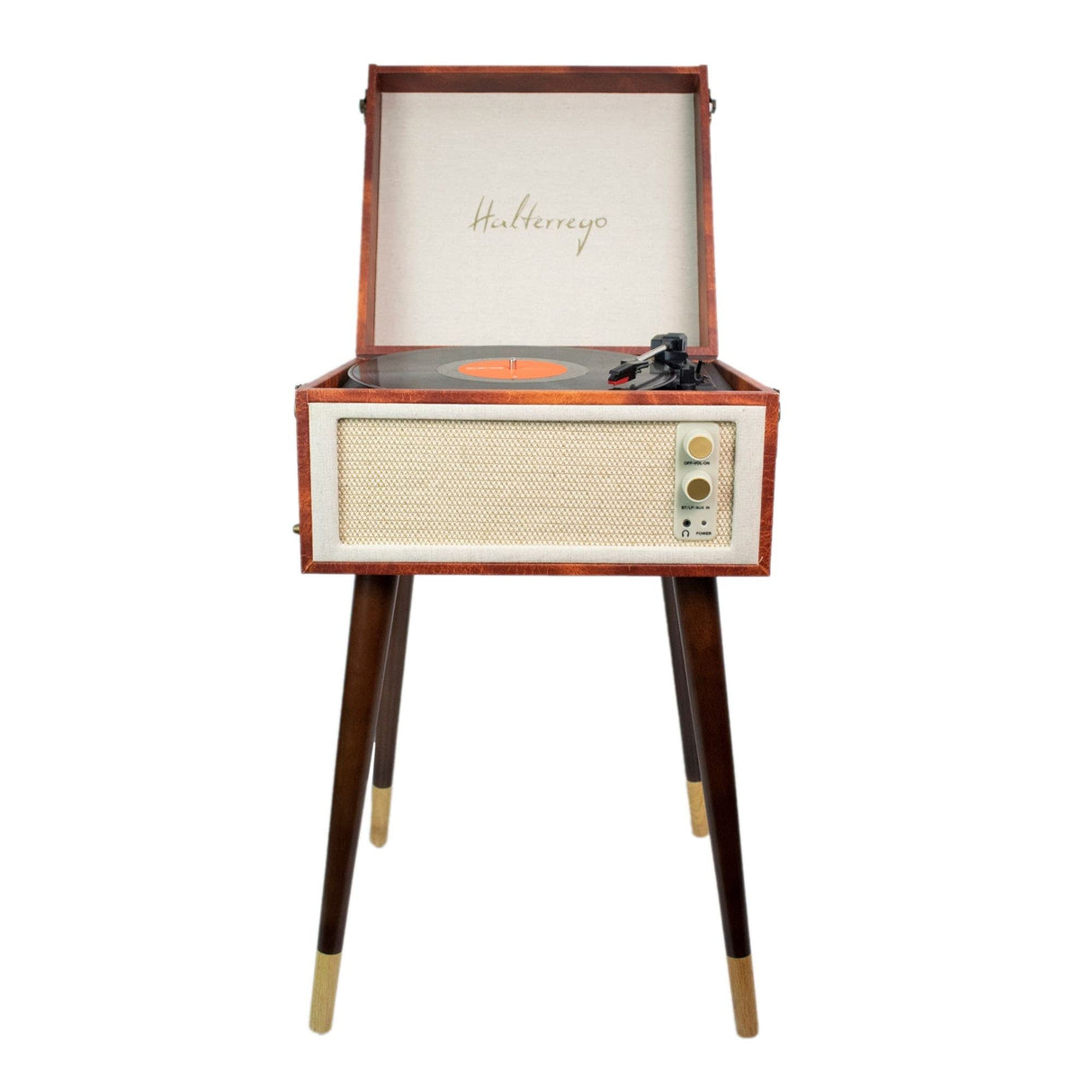 Halterrego Platino Vinilo Cottage Bluetooth out 4 Pies Desmontables Patrón Cuero Vintage