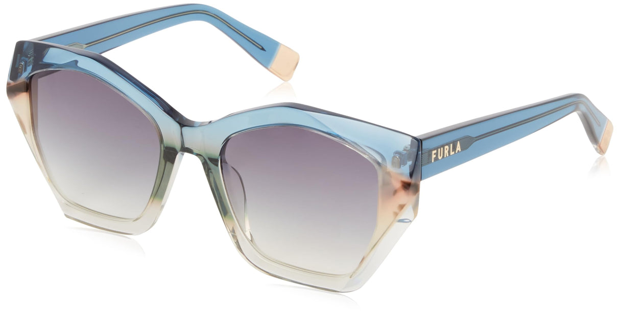 Furla, SUNGLASSES, SFU885V-54-0BLV, SHINY BLUE GRAD.GREEN, Female