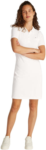 Tommy Hilfiger Vestido Tipo Polo Mujer 1985 Pique Slim Fit, Blanco (Ecru), S