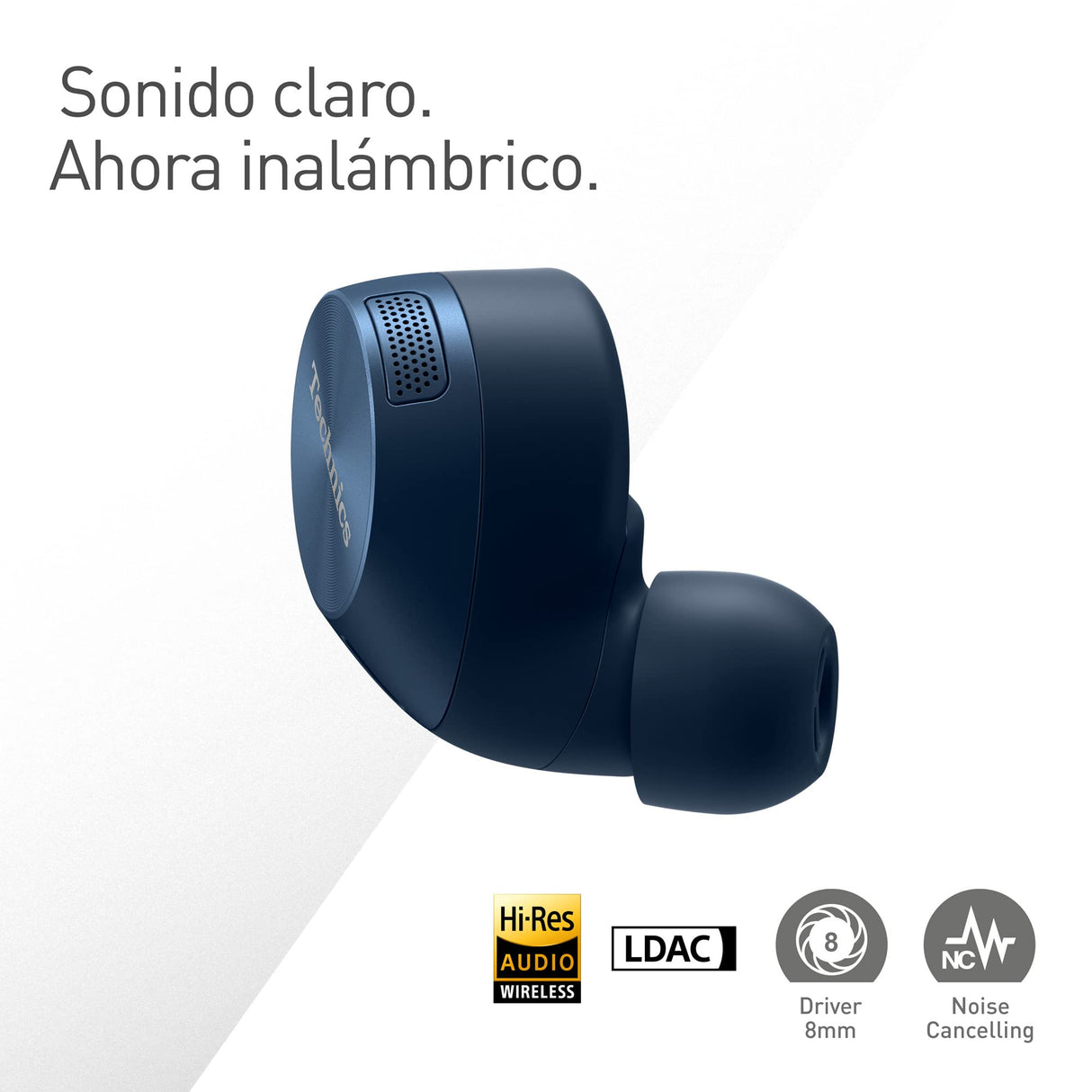 Technics EAH-AZ60M2EA Auriculares Inalámbricos Cancelación De Ruido, Bluetooth Multipunto 3 Dispositivos, Cómodos Intraurales, Carga Inalambrica, Azul Medianoche