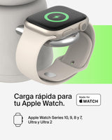 Belkin BoostCharge Pro Cargador inalámbrico 2 en 1 con Qi2 de 15 W, estación de Carga con MagSafe para iPhone Series 16, 15, 14, 13 y 12, Apple Watch, AirPods y Otros, Fuente de alimentación, Beis