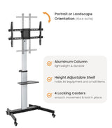 Equip 650630 Soporte de TV con Ruedas 37-86" VESA 600x400 50KG Máx Plata