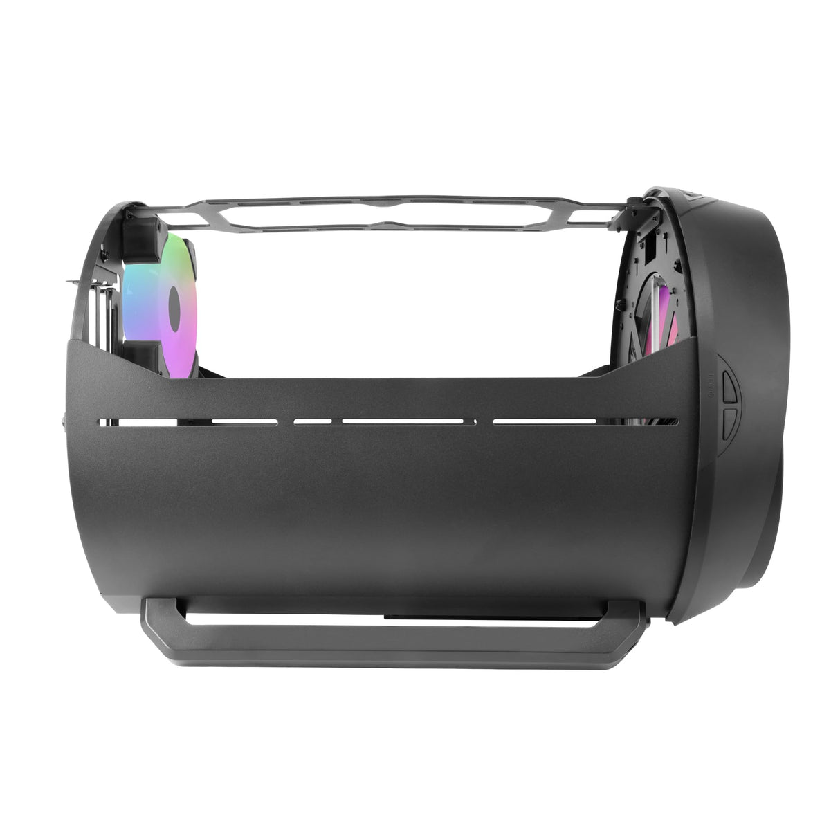 Mars Gaming MC- Cylon, Caja Gaming MicroATX, Diseño Cilíndrico de Turbina, Panel Cristal Templado y Ventana Superior Curvada Panorámica, Ventilador Frontal RGB 200mm + Ventilador Trasero 120mm, Negro
