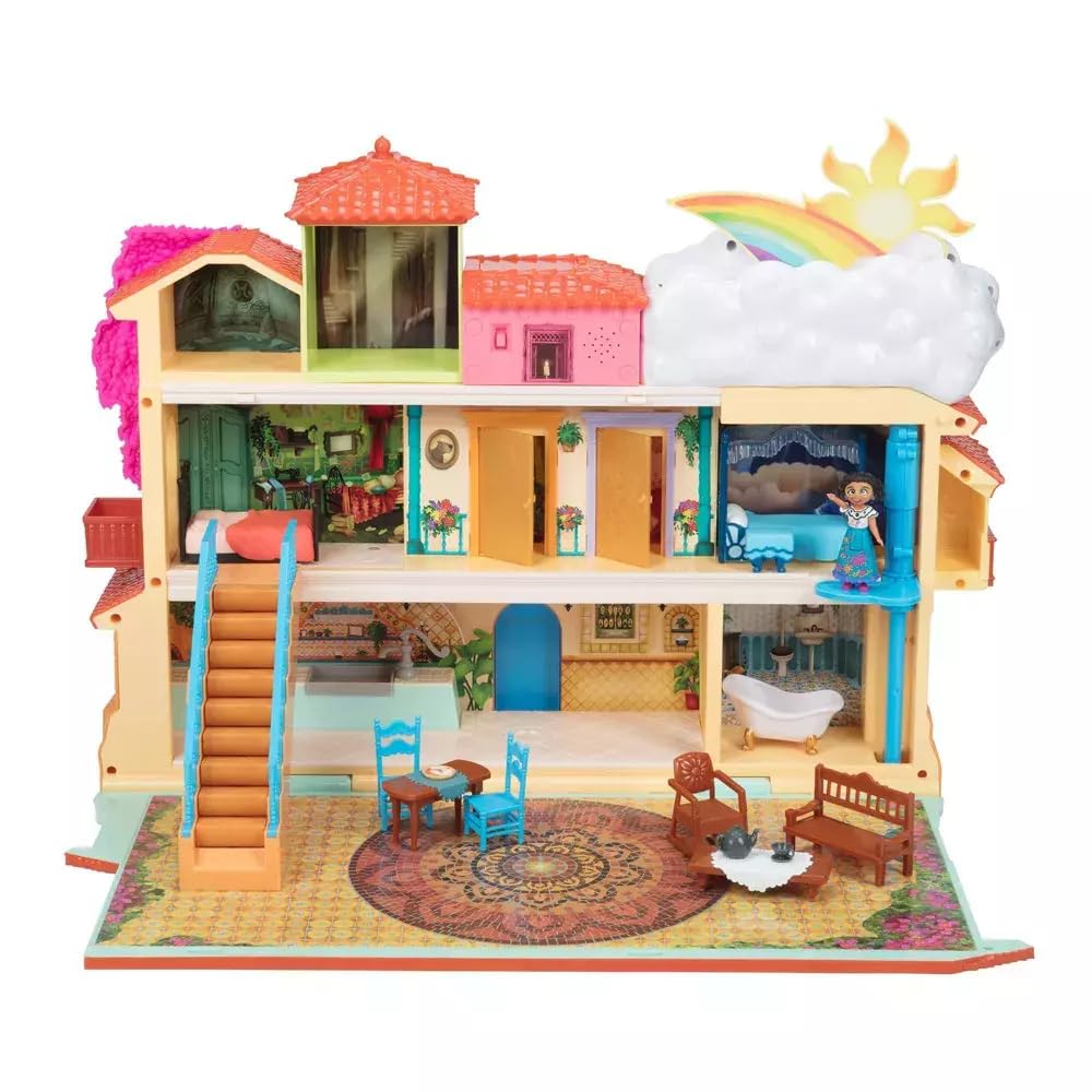 Encanto Disney – Casa de Muñecas Familia Madrigal con Mecanismo Interactivos – Este Pack Incluye 15 Accesorios, Luces y Música de la Película de Encanto - Juguete para Niñas 3 años +