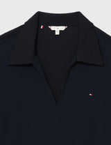 Tommy Hilfiger CRV Fluid Solid Pleated Dress WW0WW42509 Vestidos de Corte Ajustado y Acampanados, Azul (Desert Sky), 54 para Mujer