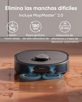 eufy X10 Pro Omni Robot Aspirador con Base Autovaciado y Mopas Giratorias, 8.000 Pa, Mopa Doble con Elevación Automática de 12 mm, Detección de Alfombras, Antiobstáculos AI, Limpieza Automática blanco